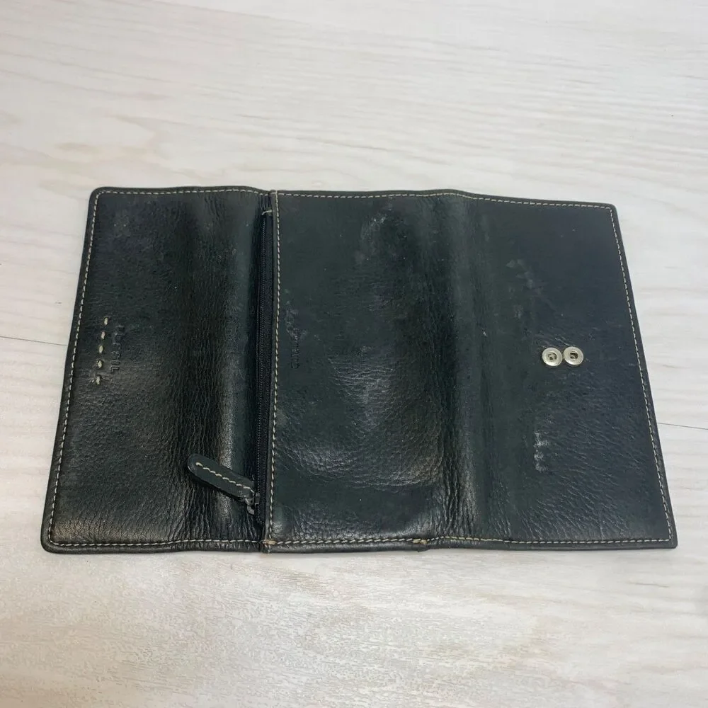 Fossil Women’s Black Leather Wallet Clutch‎ Credit Card Slots Zip